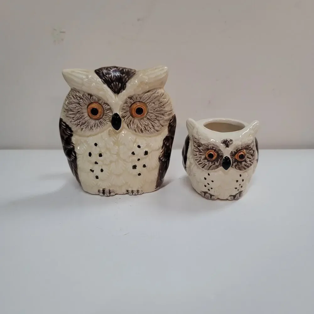 Vintage Japan Owl Napkin Holder Toothpick Set table setting